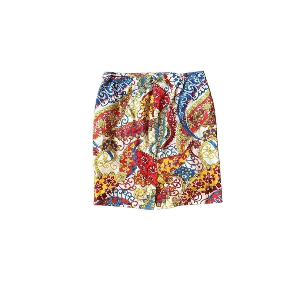 Talbots Paisley Swirls Canvas Pencil Skirt sz 14p